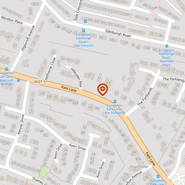 Map showing approximate location: 61, Park Lane, Congleton, Cheshire, CW12 3DD