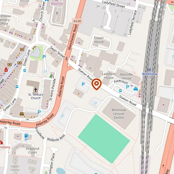 Map showing approximate location: The Rectory, Station Road, Wilmslow, Cheshire, SK9 1BU