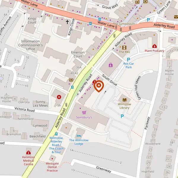 Map showing approximate location: 55, Alderley Road, Wilmslow, Cheshire, SK9 1QT