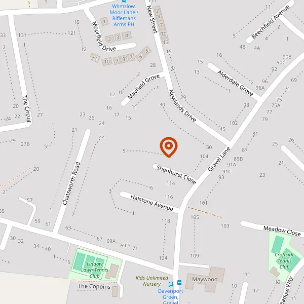 Map showing approximate location: Orchard Cottage, 5, Shenhurst Close, Wilmslow, SK9 6NB