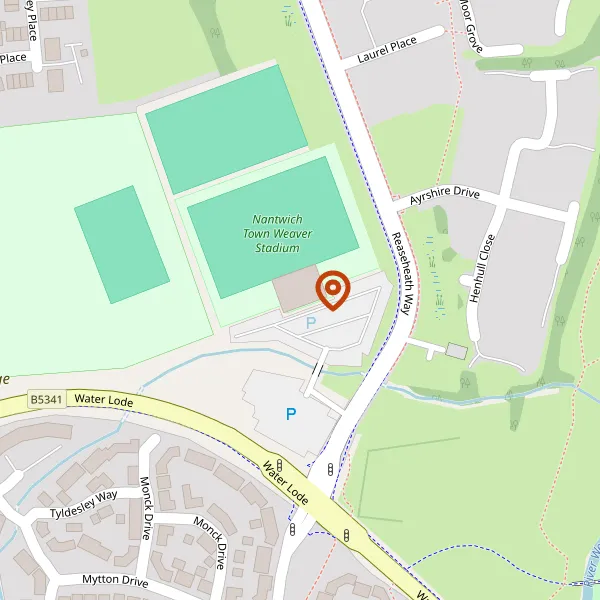 Map showing approximate location: The Weaver Stadium, Waterlode, Nantwich, CW5 5BS