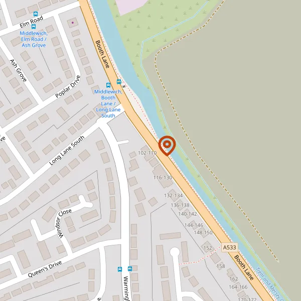 Map showing approximate location: 106, Booth Lane, Middlewich, CW10 0EF