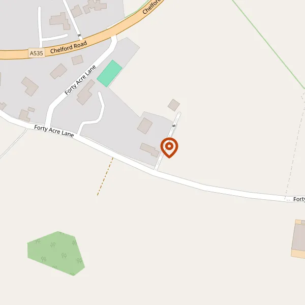 Map showing approximate location: The Acres Farm, Forty Acre Lane, Twemlow Green, CW4 8DU