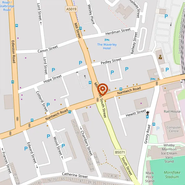 Map showing approximate location: 1, Mill Street, Crewe, CW2 7AE