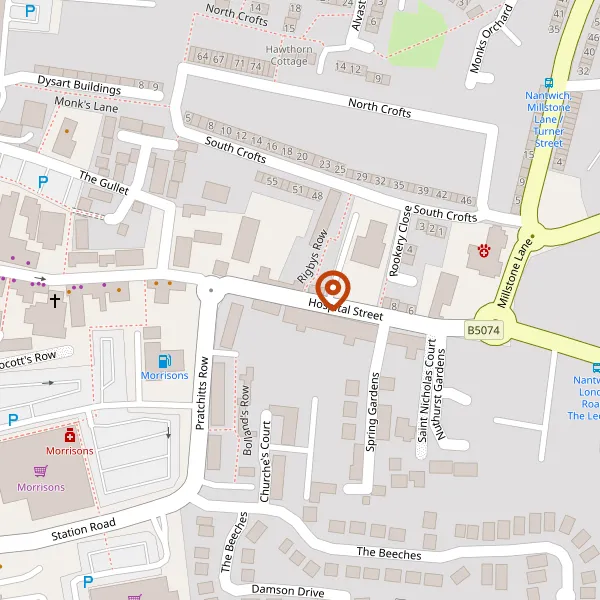 Map showing approximate location: 114 Store Rear Of, Hospital Street, Nantwich, Cheshire East, CW5 5RY