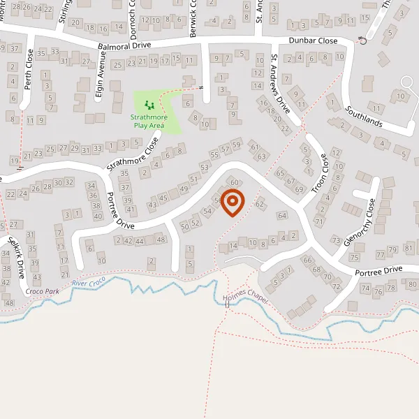 Map showing approximate location: 54, Portree Drive, Holmes Chapel, Crewe, Cheshire, CW4 7JB