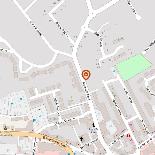 Map showing approximate location: 37, Bradwall Road, Sandbach, CW11 1GF