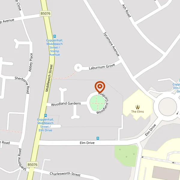 Map showing approximate location: 15, Woodland Gardens, Crewe, Cheshire, CW1 4JS