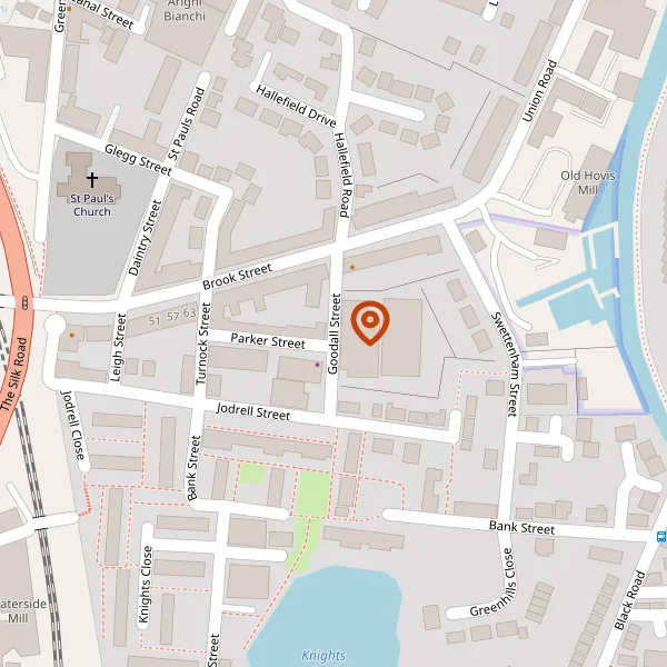 Map showing approximate location: Mac Multi Activity Centre, Goodall Street, Macclesfield, Cheshire, SK11 7BD