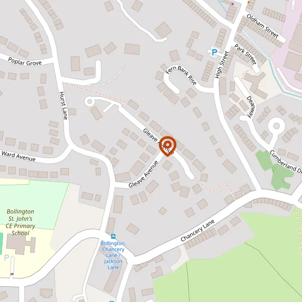 Map showing approximate location: Hurst Lea, 20A, Gleave Avenue, Bollington, SK10 5LX