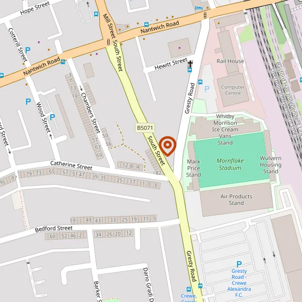 Map showing approximate location: Pavement O/S 66A Nantwich Rd, Crewe CW2, Pavement O/S 66A Nantwich Road, Crewe, CW2 6AL