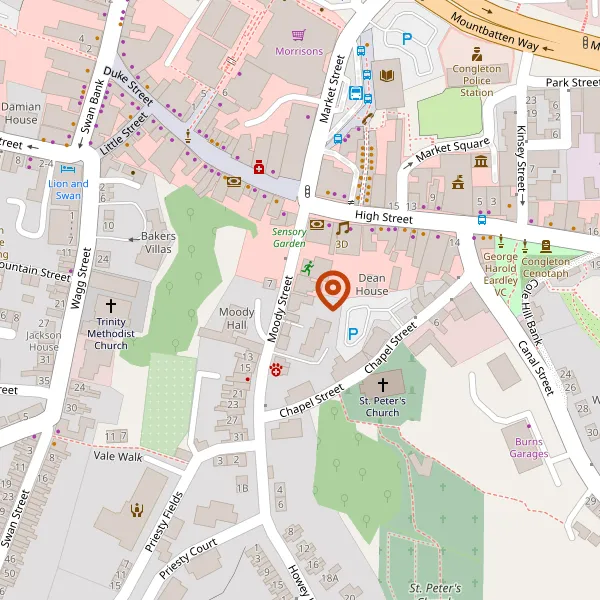 Map showing approximate location: Moody House, 6, Moody Street, Congleton, CW12 4AP