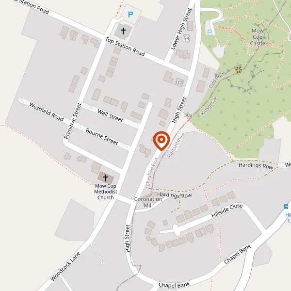 Map showing approximate location: Land Adjacent 31, High Street, Mow Cop