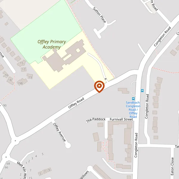 Map showing approximate location: 21, Offley Road, Sandbach, Cheshire, CW11 1GY