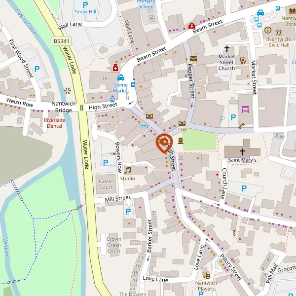 Map showing approximate location: 38, High Street, Nantwich, CW5 5AS