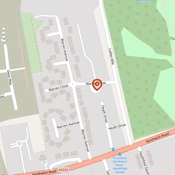 Map showing approximate location: Formerly 5-16 Warren Close, Knutsford