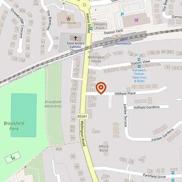 Map showing approximate location: 15, Wellington Road, Nantwich, CW5 7BH