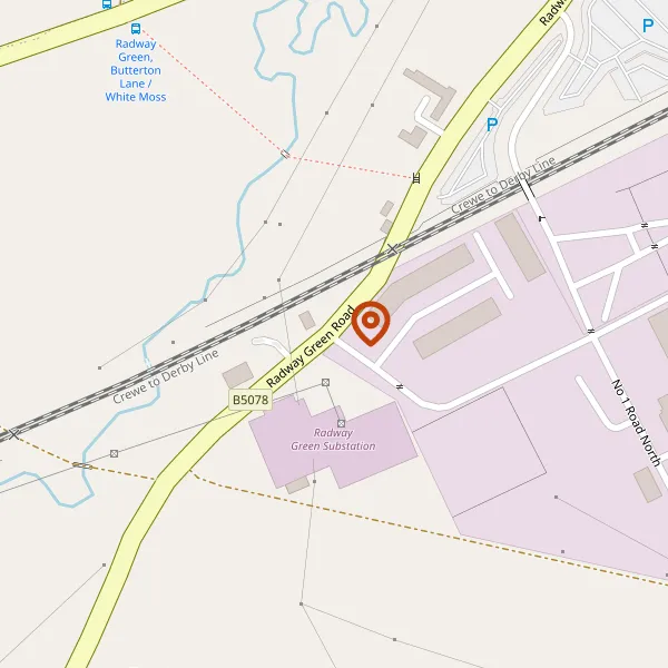 Map showing approximate location: Land At Radway Green North, Crewe Road