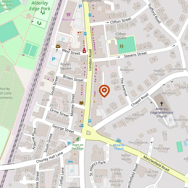 Map showing approximate location: 71, London Road, Alderley Edge, Wilmslow, Cheshire, SK9 7DY