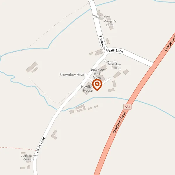 Map showing approximate location: 2, Alcumlow Cottages, Brook Lane, Brownlow, CW12 4TJ