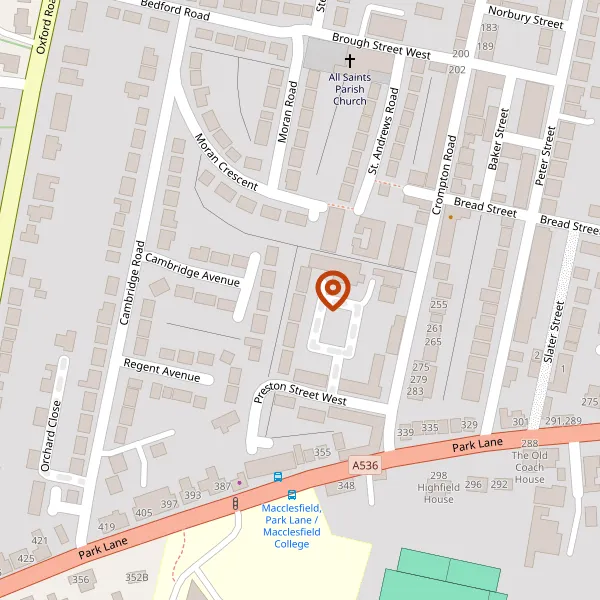 Map showing approximate location: 5, Barracks Square, Macclesfield, Cheshire, SK11 8HF