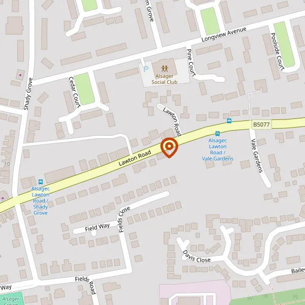 Map showing approximate location: Land Off Alfred Moseley Place, Alsager