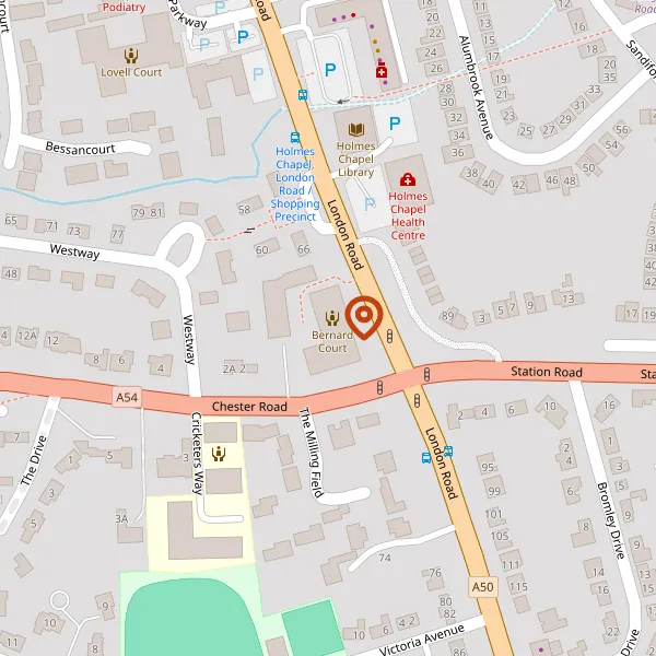 Map showing approximate location: Bernard Court, Chester Road, Holmes Chapel