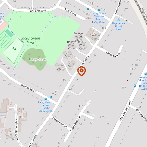 Map showing approximate location: Swallow Court, Lacey Green, Wilmslow, Cheshire