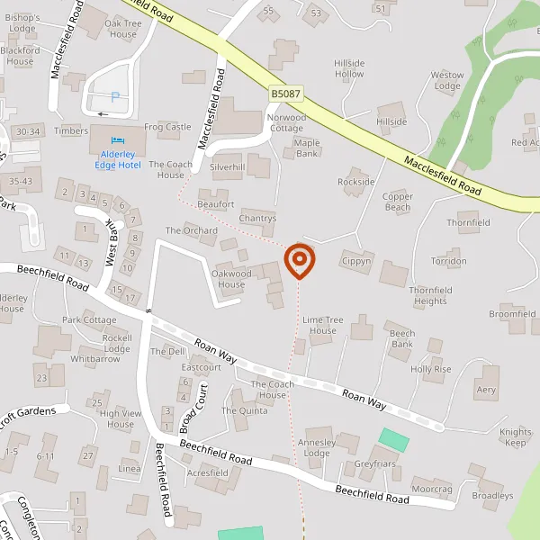 Map showing approximate location: 4, Oakwood Court, Beechfield Road, Alderley Edge, Cheshire, SK9 7AT