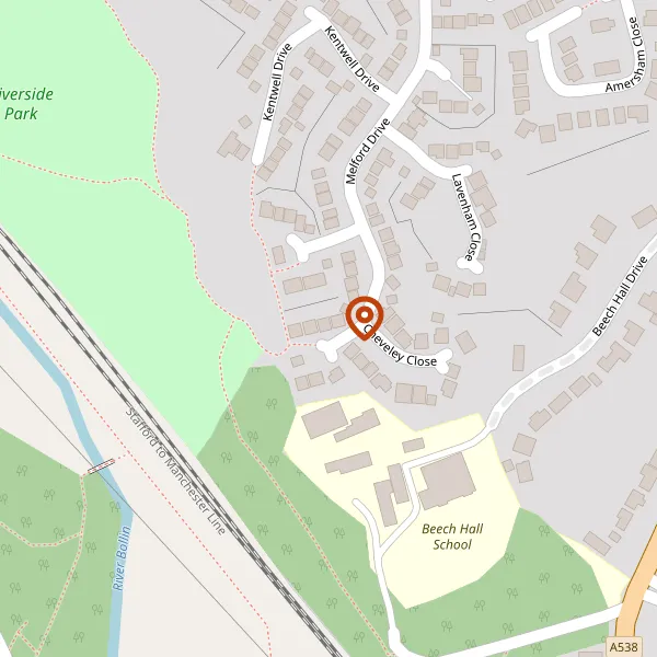 Map showing approximate location: 44, Melford Drive, Macclesfield, Cheshire East, SK10 2TW