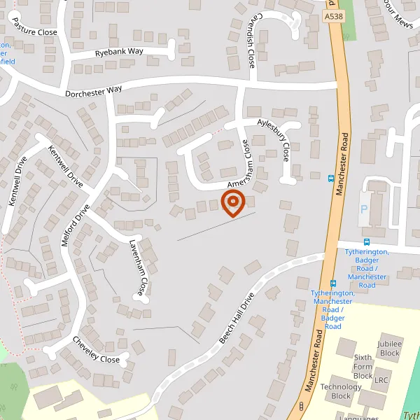 Map showing approximate location: 13, Amersham Close, Macclesfield, Cheshire, SK10 2LF