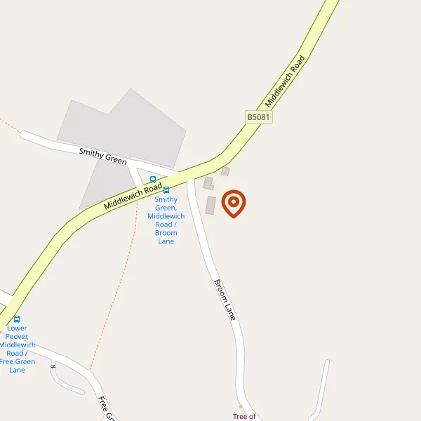 Map showing approximate location: Broom Lane Cottage, Broome Lane, Lower Peover, Cheshire, WA16 9PR