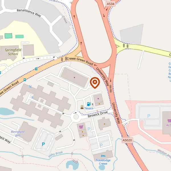 Map showing approximate location: Swansway Jaguar Crewe, Beswick Drive, Crewe, CW1 5NP