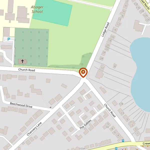 Map showing approximate location: Christ Church, Church Road, Alsager, Cheshire, ST7 2HS