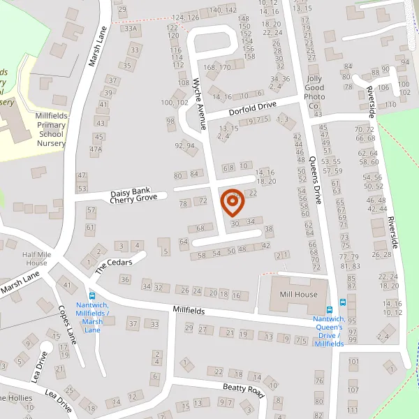 Map showing approximate location: 84, Wyche Avenue, Nantwich, CW5 5HJ