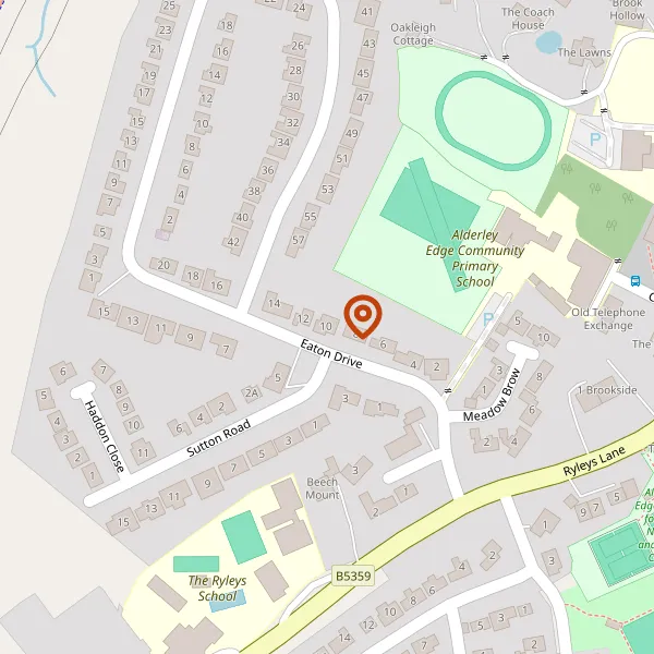 Map showing approximate location: 10, Eaton Drive, Alderley Edge, Cheshire, SK9 7RA