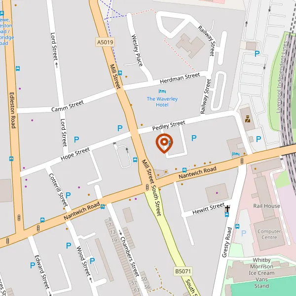 Map showing approximate location: 13-21, Mill Street, Crewe, CW2 7AE