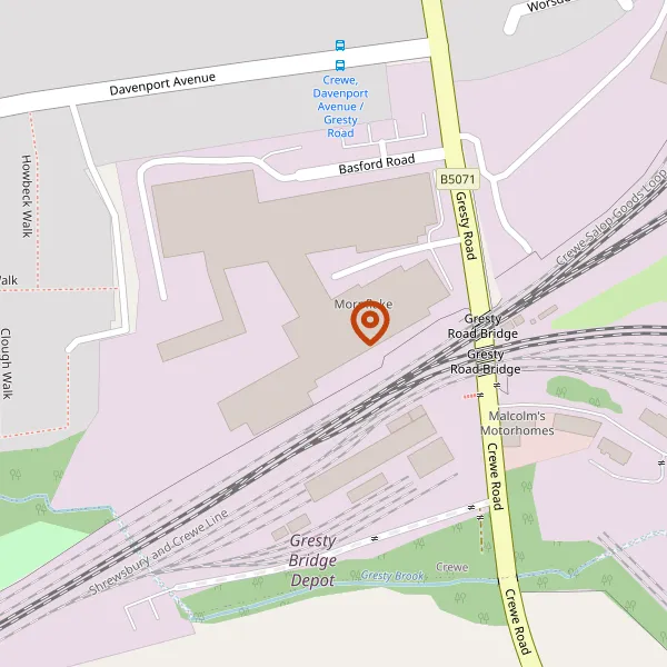 Map showing approximate location: North Western Mills, Gresty Road, Crewe, Cheshire, CW2 6HP