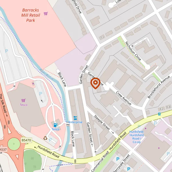 Map showing approximate location: 69, Garden Street, Macclesfield, Cheshire, SK10 2QP