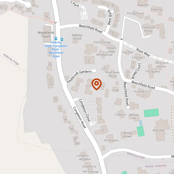 Map showing approximate location: 11 Hazelcroft, Alderley Edge, Wilmslow, Cheshire, SK9 7AQ