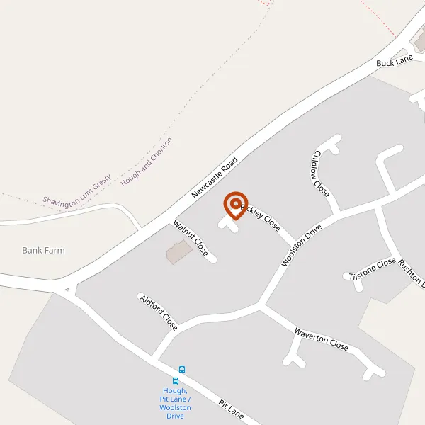 Map showing approximate location: 6, Bickley Close, Hough, Cheshire East, CW2 5JY