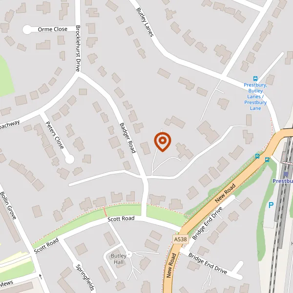 Map showing approximate location: 13, Badger Road, Prestbury, Cheshire, SK10 4JG