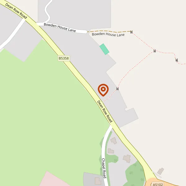 Map showing approximate location: Bowden Cottage, Dean Row Road, Wilmslow, SK9 2BU