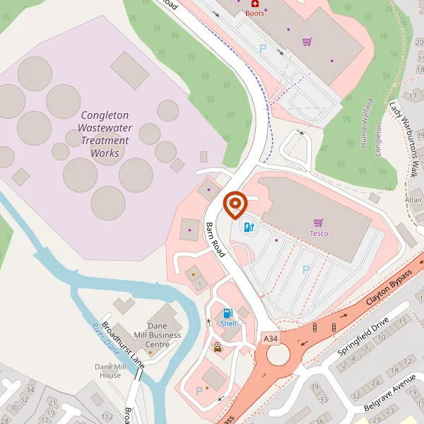 Map showing approximate location: Household Waste Recycle Centre, Barn Road, Congleton, CW12 1LJ