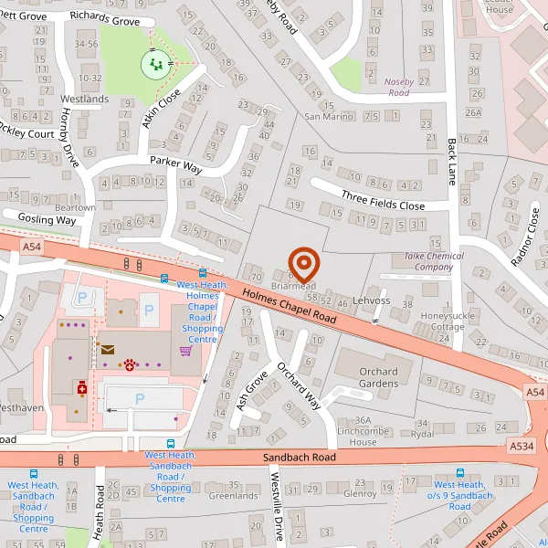 Map showing approximate location: 68, Holmes Chapel Road, Congleton, CW12 4NG