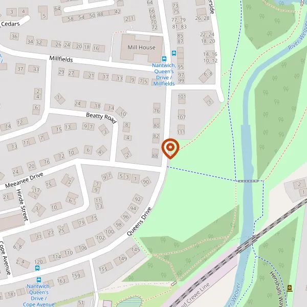 Map showing approximate location: 86, Queens Drive, Nantwich, CW5 5JH