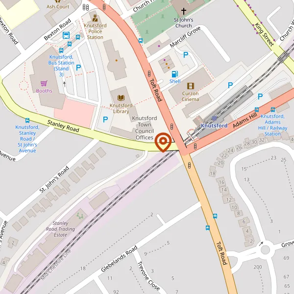 Map showing approximate location: The Prestbury, Stanley Road, Knutsford, WA16 0DJ