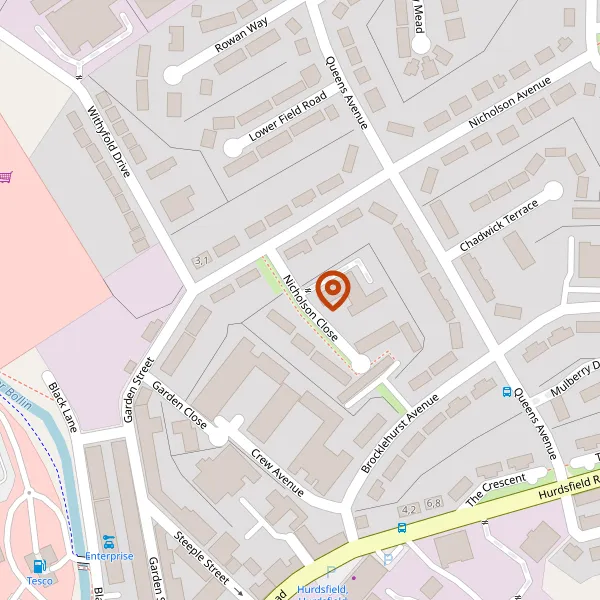 Map showing approximate location: Land To The North Of Nicholson Close, Macclesfield, SK10 2BQ