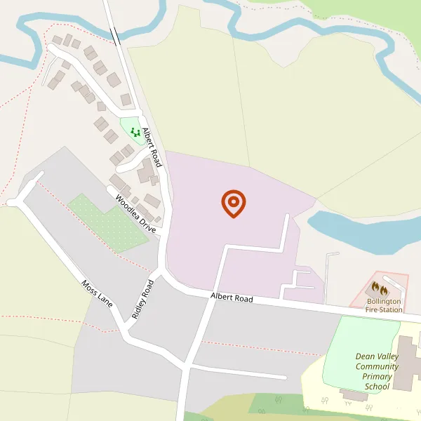 Map showing approximate location: Land Opposite, Lowerhouse Mill, Albert Road, Bollington