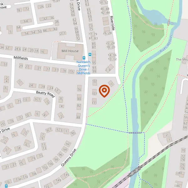 Map showing approximate location: 107, Queens Drive, Nantwich, Cheshire, CW5 5JH